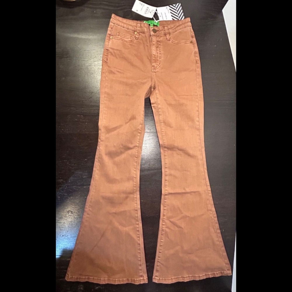 Sandrine Rose x Free People Super Flare Denim Jeans Burnt Size 28 - NWT